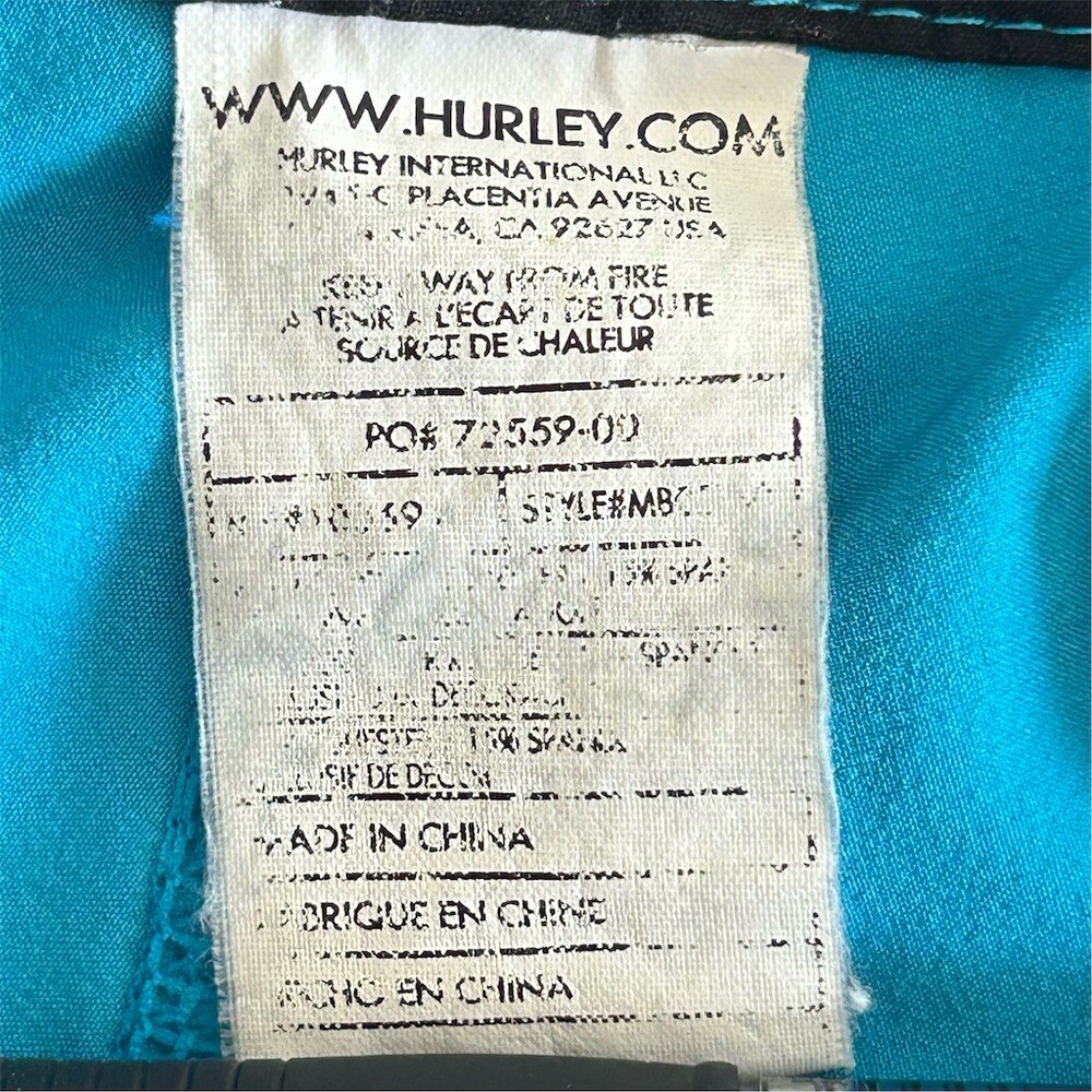 Hurley Phantom Men's Boardshorts Blue Solid Surf Swim Trunks One Size - Picture 3 of 5